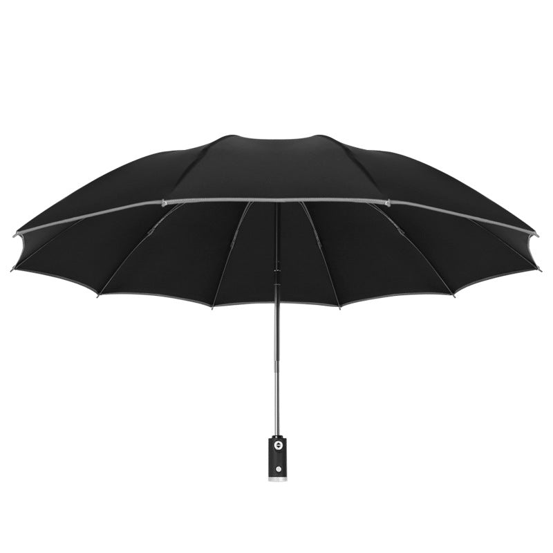 LED Flashlight Lighting Rain and Sunshine Folding Umbrella