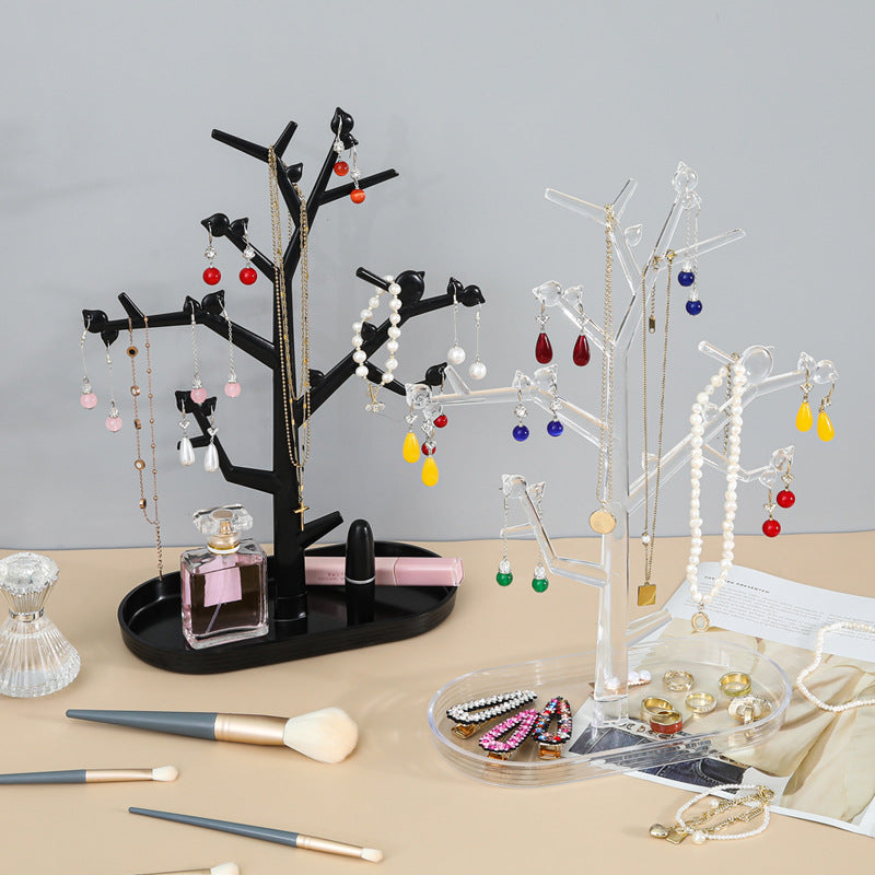 1 # Bird Tree Creative Jewelry Display Rack Jewelry Earring Rack Necklace Rack Ring Storage Box Dressing Table Trial Wear Storage